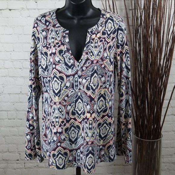 LOFT Tops - Ann Taylor LOFT Patterned Long Sleeve Shirt Sz L